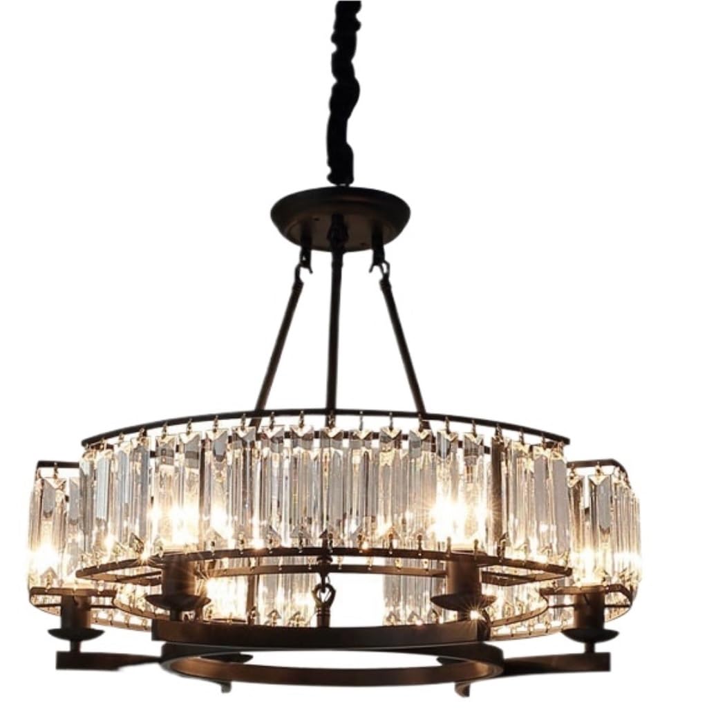 żyrandol do Salonu Żyrandole 6 Głowic Okrągłych Lamp Wiszących Nowoczesny Kryształowy Żyrandol Do Sypialni Do Salonu Jadalni(Black)