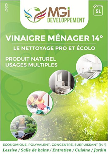 MGI DEVELOPPEMENT - Vinagre blanco de 14° - Calidad profesional – Para limpiar, desengrasar, descalcificar (2 unidades de 10 l)