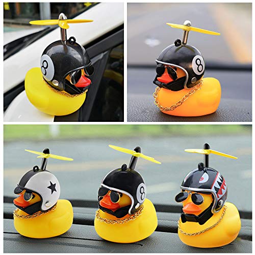 Image of wonuu Rubber Duck Car Decorations Cute Yellow Duck Car Dashboard Ornaments with Propeller (W-8&Black)