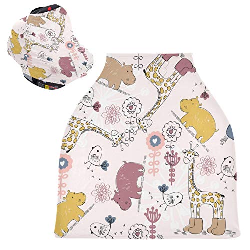 かわいいカメカバベビーカーシートカバーキャノピー伸縮性看護カバー幼児用母乳の男の子の女の子のための通気性防風冬のスカーフ