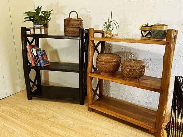 2段オープンラック A4ファイル収納サイズ ダークブラウン 収納 アジアン Amazon｜アジアン家具 木製 バリ ♪AR 2段オープンラック（大・A4