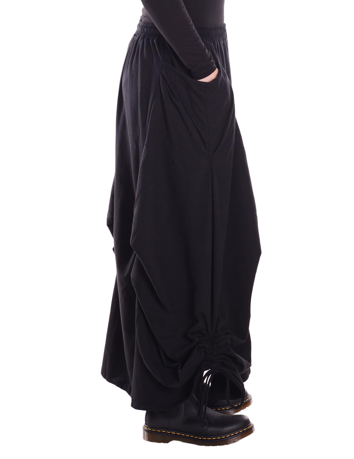 Vishes Alternative Bekleidung - Damen Maxi-Rock XXXL Baumwolle asymmetrisch Langer Warmer Rock im Lagenlook mit Taschen