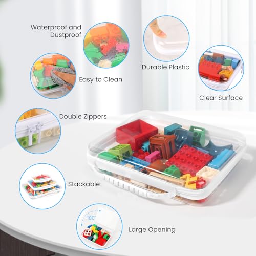 3 Pcs Clear Hard Shell Zipper Case With Handle, XL+L+S Zipper Pouch for Toiletries, Cosmetics, Pencils, Toys, and Diapers – Waterproof Storage Bags4