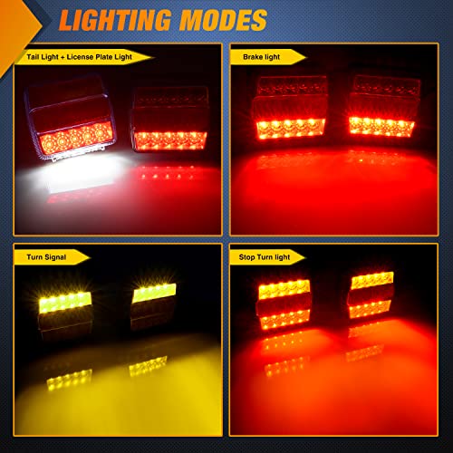 Image of Nilight Magnetic LED Trailer Towing Light Kit 24ft Cable with 7 Pin Plug Tail Stop Amber Turn Signal License Plate Lights on 12V RV Pickup Trucks Marine Boats (5 Wire System)