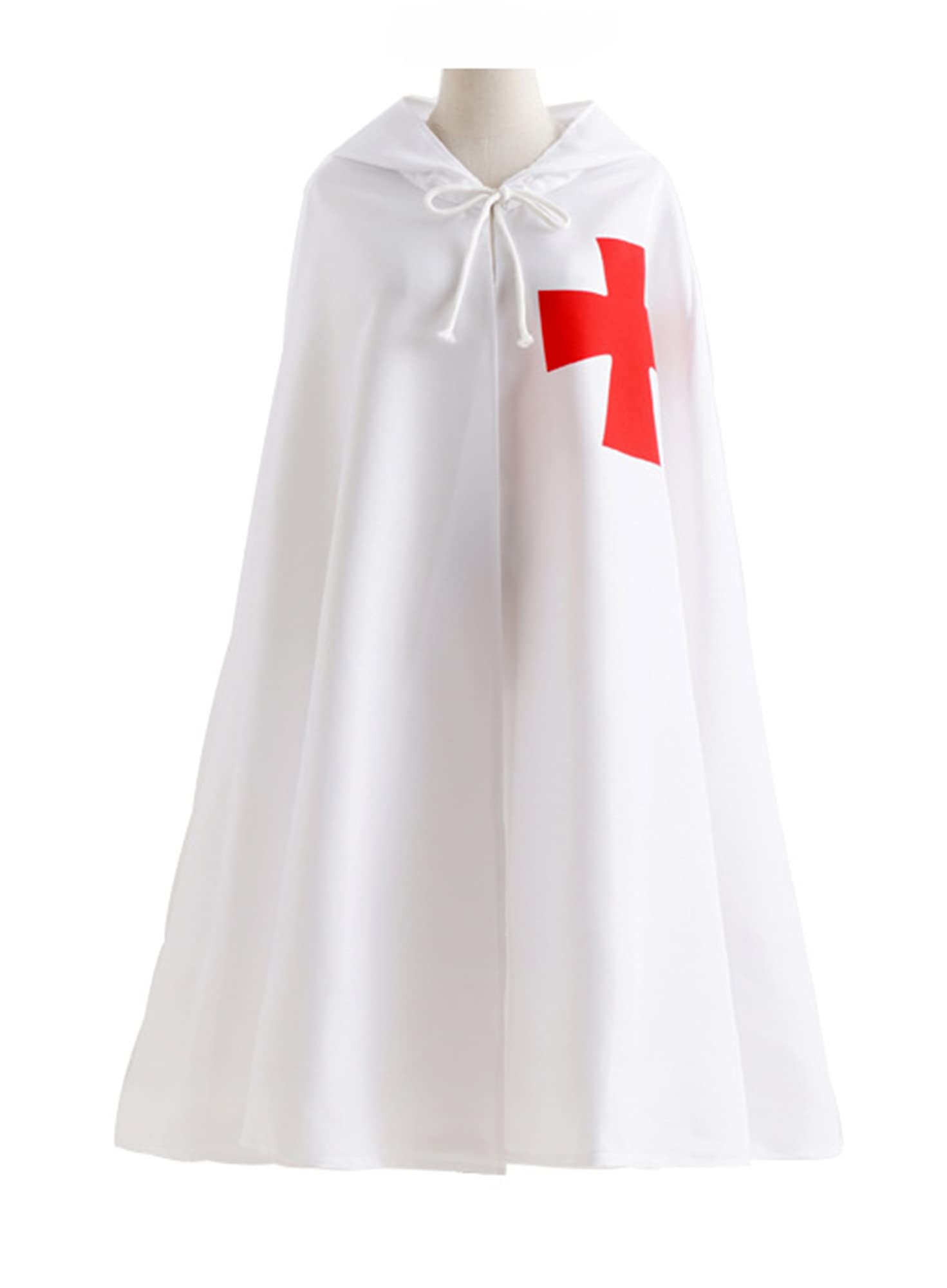 Feynman Men's Medieval Knight Costume Templar Knight Crusader Cape LARP Temple Weapon Skirt Hospitaller Coat Carnival Cosplay White M