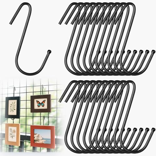 Hicarer 20 Pcs Gridwall Hooks S Shaped Heavy Duty Black