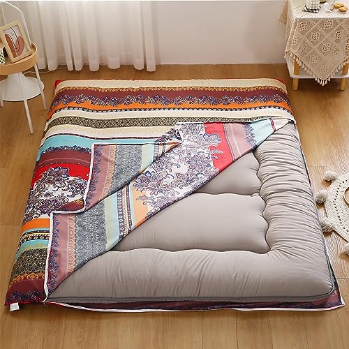 Floor Futon Mattress Cover, Cover for Traditional Japanese Floor Futon Mattres Zippered Queen Size...