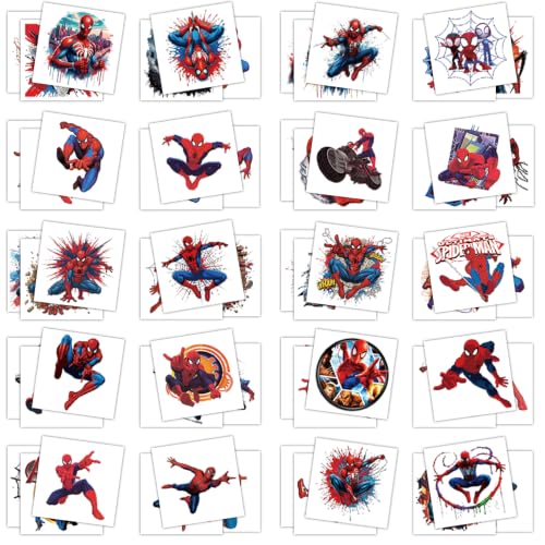 60Pcs Cartoon Spider Temporary Tattoo Funny Anime Sticker Home Christmas Birthday Party Supplies Decor for Teen Kids (Spider1)