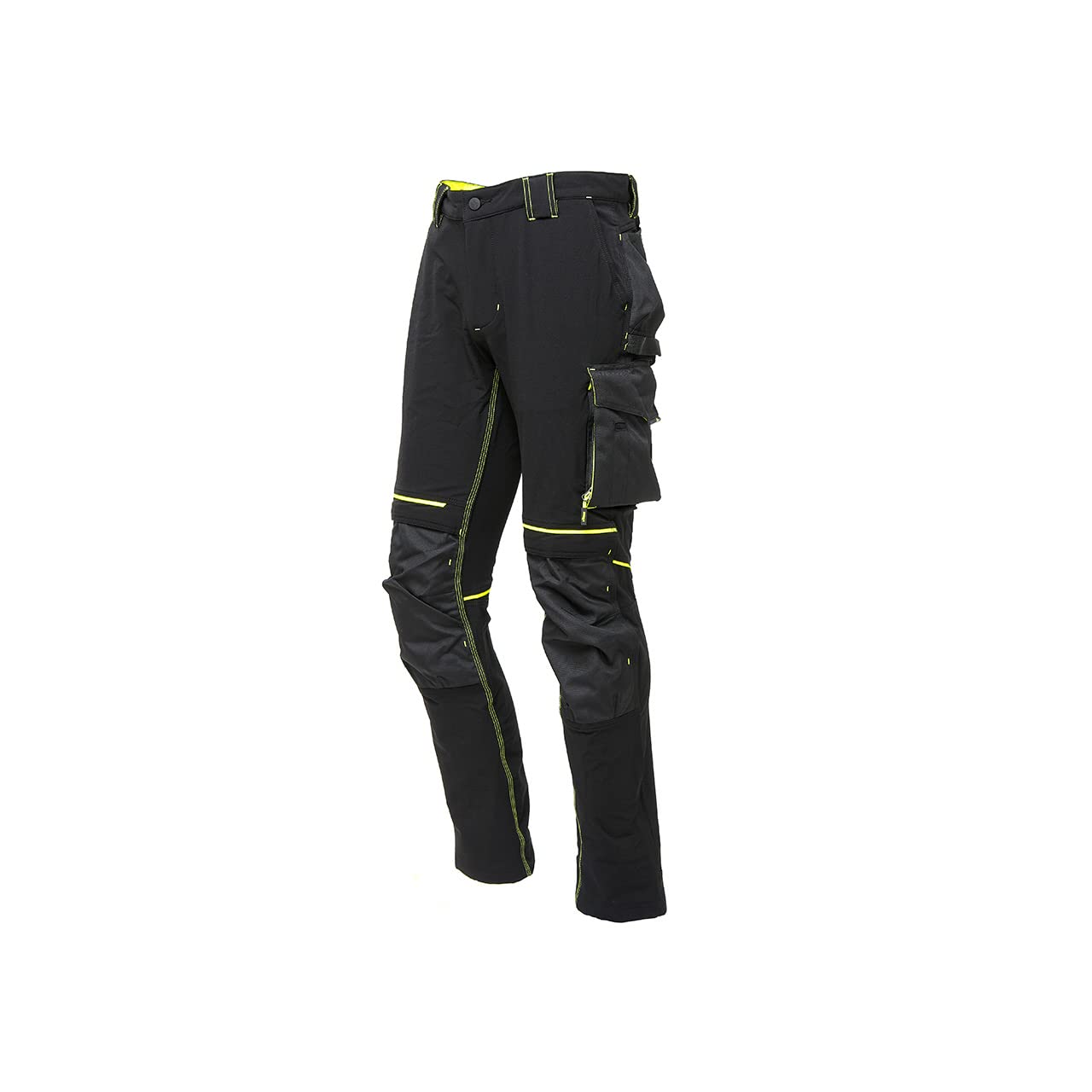 Pantalone U-Power Performance, Modello Atom, Slim Fit Elasticizzato, con Multi_tasche Frontali e Laterali, Tessuto Traspirante, Elastico in Vita, Cerniera di Chiusura (BLACK CARBON_4XL)