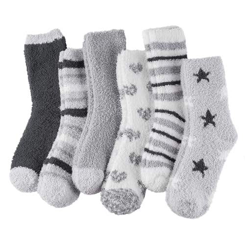 Blu Ninfee Kuschelsocken Damen Flauschige Kuschel Socken 6 Paar,...
