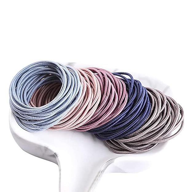 (Pack OF 25) Elastic Ponytail Holder for hair rubber bands and hair ties for girls and womans Soft Cotton Thick Thin Hair Wear for School Girls, Kids, Women Accessories (Small Multi Color)