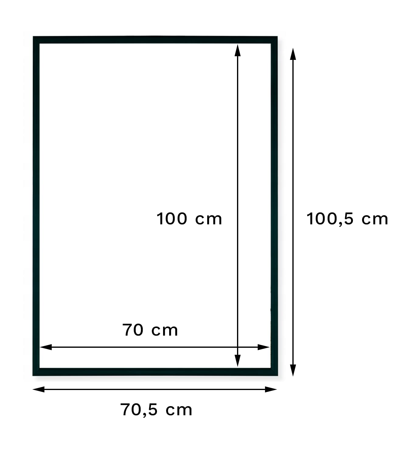 Alu Bilderrahmen 70x100cm Plakatrahmen Alurahmen mit Plexi Rahmen aus Aluminium für Bilder Poster Fotos und für Puzzle, Posterrahmen Fotorahmen, Schwarz