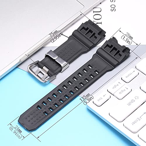 Image of Resin Replacement Watch Band Compatible with Casio GWG1000 GWG-1000GB Men's Sport Waterproof Watch Strap