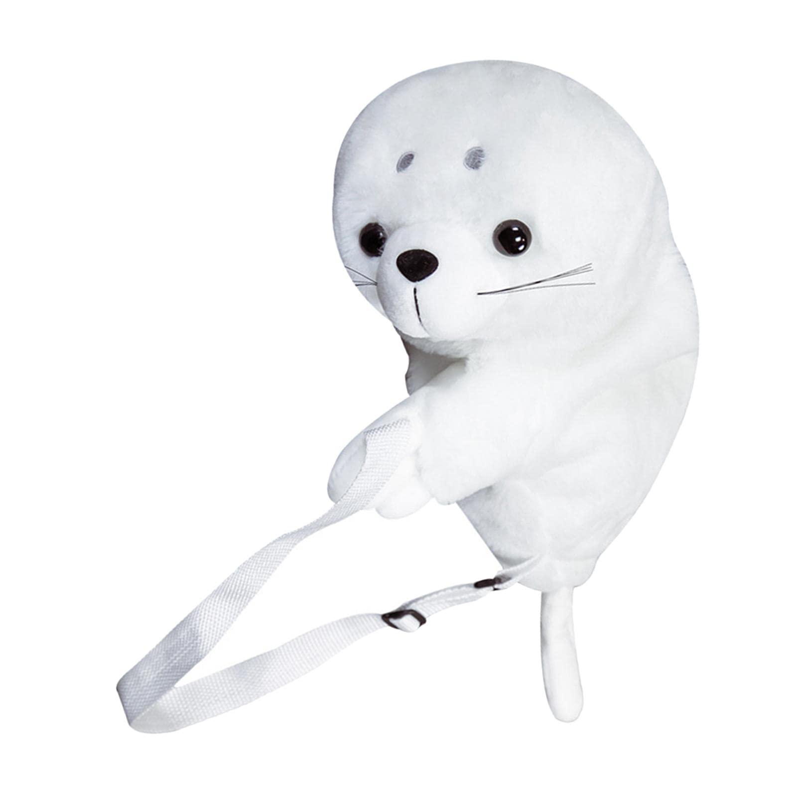 Cute Seal Shaped Backpack Plush Animal Bag Female Outdoor Adjustable Soft-image-36