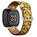 CJBROES Replacement Leather Watch Band, Compatible with Fitbit Versa 3 and Fitbit Sense of Wristband Bracelet Accessory - Leaves