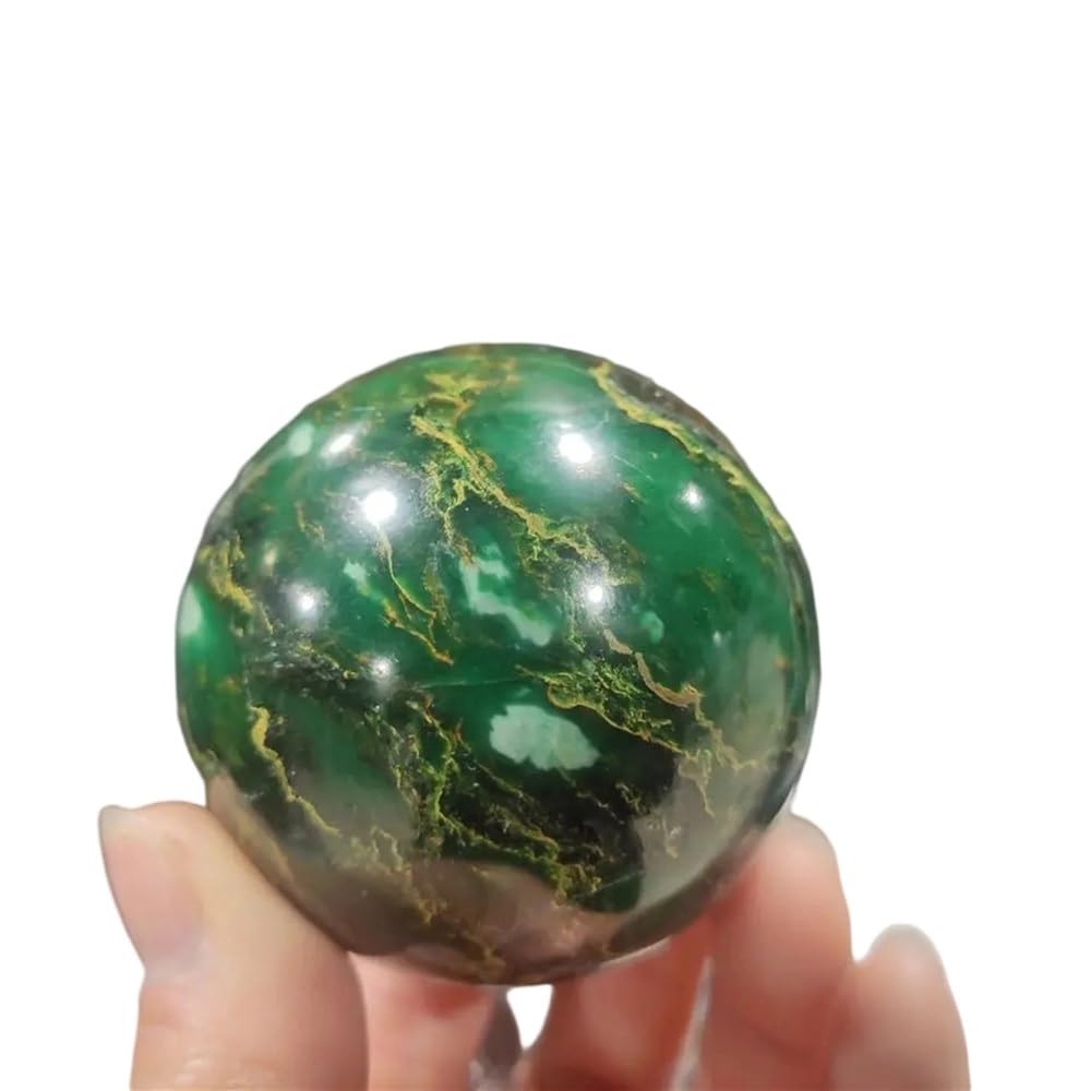 HAOYUNS Beautiful Natural Emerald Crystal Ball Gemstone Sphere for Home Decoration - Promotes Peace and Positive Energy(5.5-6cm)
