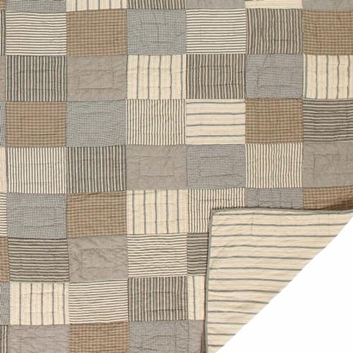 VHC-Brands-Sawyer-Mill-Charcoal-Patchwork-Farmhouse-Bedding-Reversible-3-Piece-Quilt-Set-Includes-1-One-California-King-Quilt-and-2-Two-King-Sized-Pillow-Shams VHC Brands Sawyer Mill Charcoal Patchwork Farmhouse Bedding Reversible 3 Piece Quilt Set Includes 1 One California King Quilt and 2 Two King Sized Pillow Shams