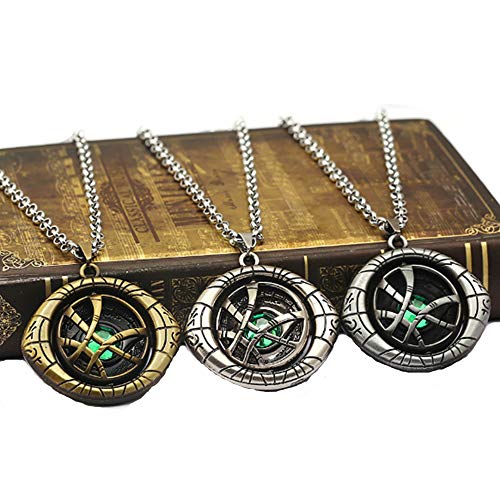 morningsilkwig Ojo de Agamotto Pendent Collar Dr.Strange Collares 3 Piezas Doctor Extraño Steve Cosplay Moda Joyería Moda Bolso de Coche Regalo