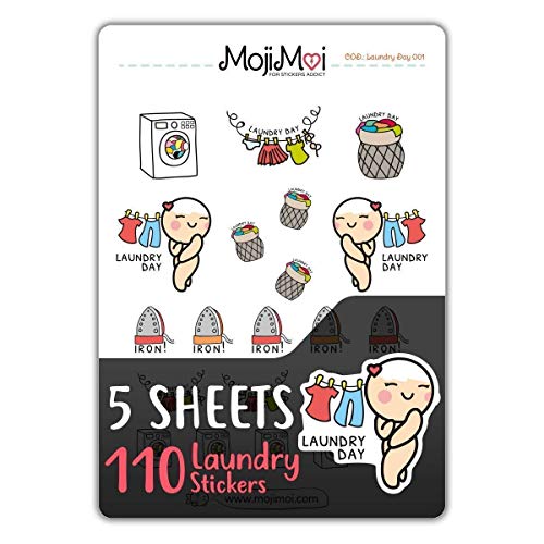 Laundry Day-Theme Stickers for Life Planner, Functional Stickers, Happy Planner, Cute Stickers, kawaii Stickers, Eclp Stickers, Erin Condren Planner Stickers, Kikki Stickers, MojiMoi