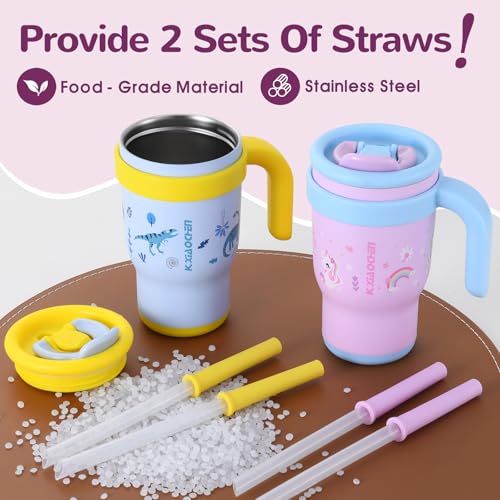Image of 14 oz Toddler Tumbler with Handle, 2 Pack Kids Straw Cups with Sippy Lid
