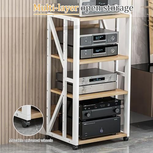 Mueble multimedia para torre AV HOMEo blanco de niveles variables con ruedas 4