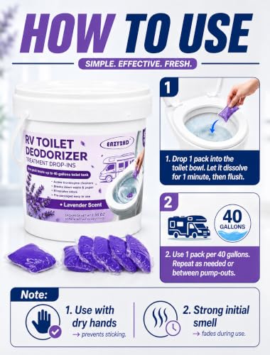 Image of Eazy2hD 50 Packs RV Toilet Treatment, Black Water Holding Tank Deodorizer | Pre-measured Pods, Breaks Down Waste & RV Toilet Paper, Reduces Odor. Prevents Clog. For Marine Holding Tank, Lavender scent