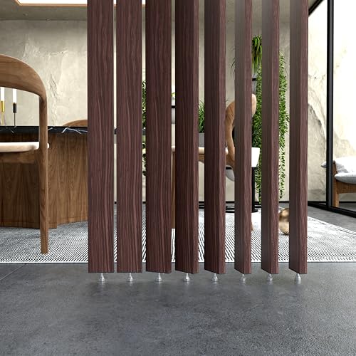 Aluminum Room Divider Panels–Ceiling Mounted Rotating Slat Wall Screen, 360° Adjustable Aluminum Alloy Partitions for Modern Living Room, Studio, Entryway (8, Black Walnut, for 8ft Ceiling)