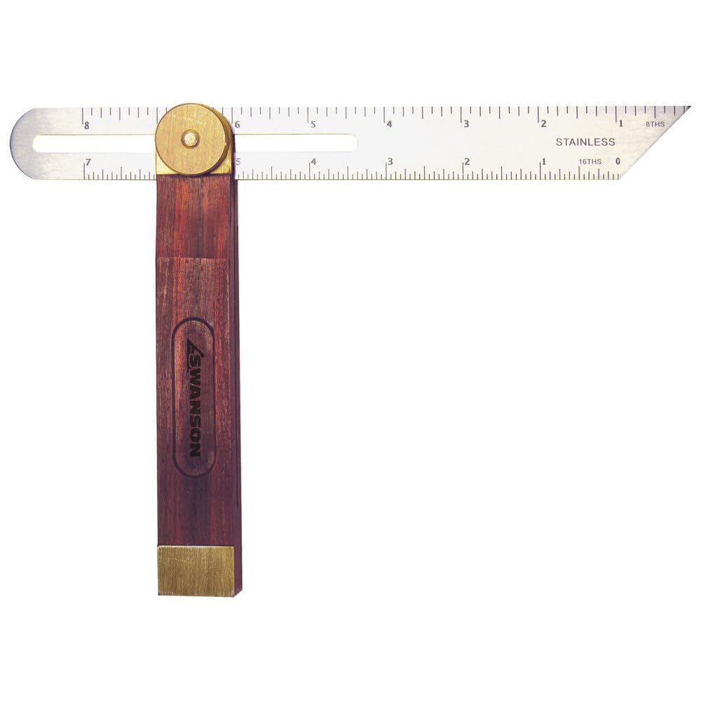 Swanson Tool Co., Inc 9 Sliding T-Bevel Brass Bound Hardwood Handle with Metric Marks (22 CM)