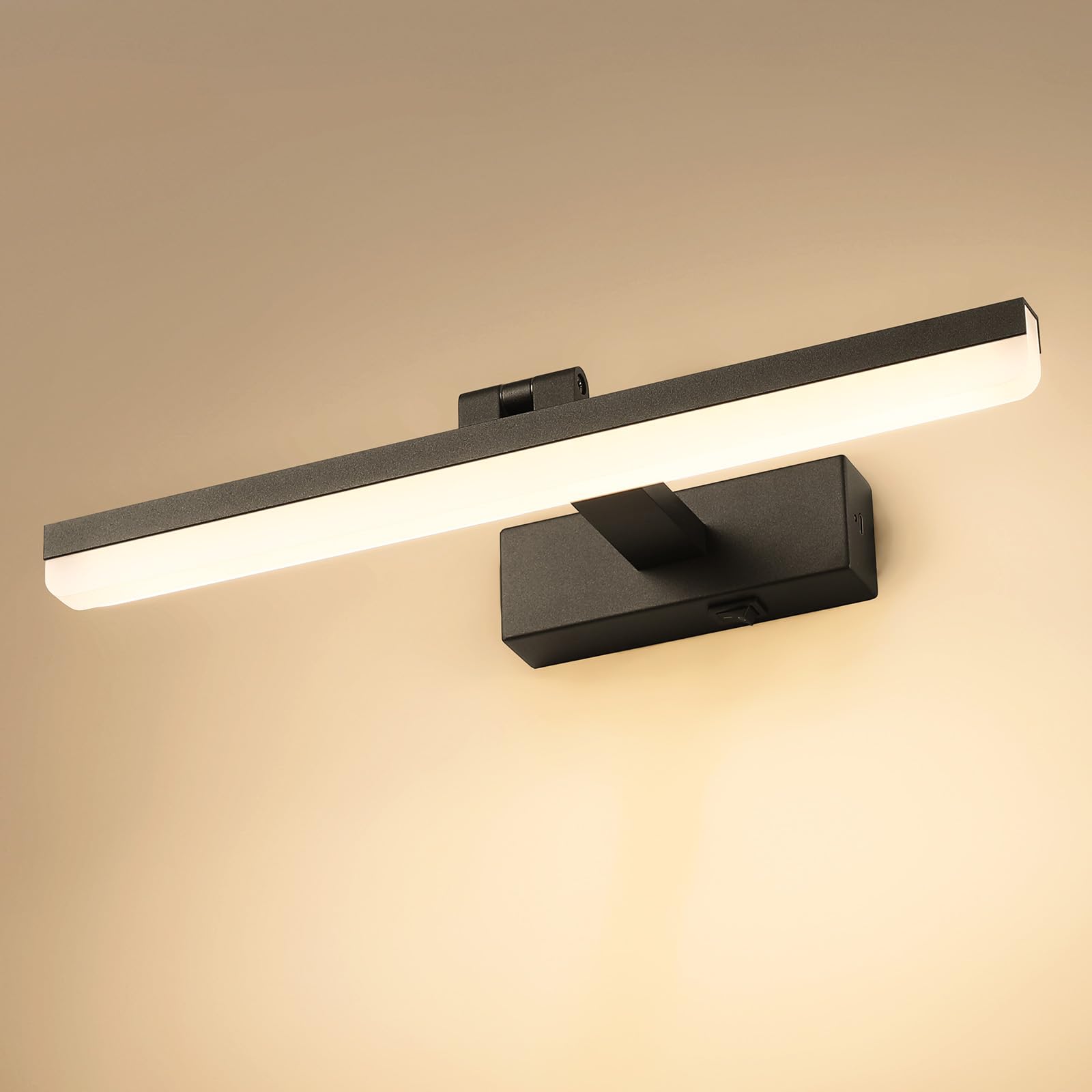 Pasoar 40cm LED Moderne schwarze Badezimmer Eitelkeit Lichter über Spiegel Eitelkeit Beleuchtungskörper für Bad Matt Schwarz Badezimmer Leuchten Neutral Weiß 4000K