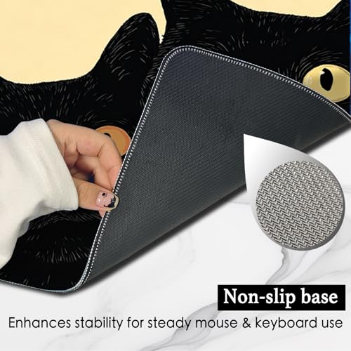 Image of Nuxovilar Professional Large Mouse Pad & Computer Game Mouse Mat (35.4x15.7IN, Artistic Black Cats with Yellow Eyes) (90 * 40cm Artistic Black Cats)