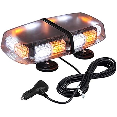 36 LEDs Warnleuchte, 12/24V Notfall Warnblitzlicht 3 Farbe Lichtmodus, 7 Modis Blinklicht Stroboskoplicht mit 4 starkem Magnetfuß + 5M Netzkabel Steuerschalter, Notsicherheits Warnungfür Auto LKW SUV Cover
