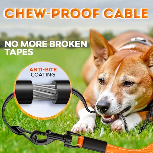 Retractable Dog Leash 18.2 ft – Chew Proof Cable Included – 360° Tangle-Free Design – Heavy Duty Reflective Leash – Soft Anti-Slip Grip Outdoor for Small Medium & Large Dogs up to 110 lbs (Orange) - Image 4