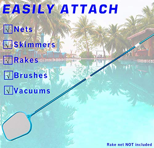 POOLWHALE Professional 12 Foot Blue Anodized Aluminum Telescopic Swimming Pool Pole,Adjustable 3 Piece Expandable Step-Up,for Skimmer Nets, Vacuum Heads and Brushes, Strong Grip & Lock - Thumbnail 4