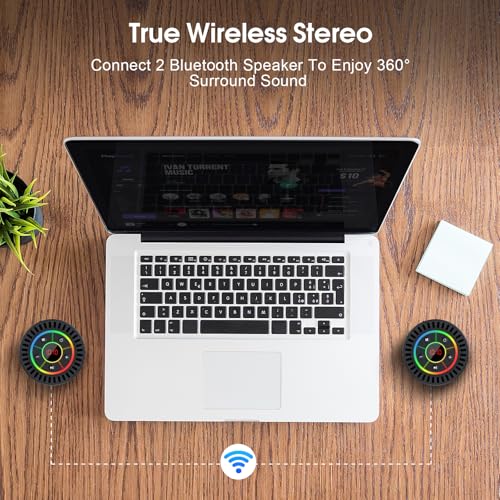 Image of Bluetooth Speaker, Shower Speaker IPX7 Waterproof, Speakers Bluetooth Wireless with Rich Bass, Portable Speaker with LED Light, Suction Cup,8H Playtime, for Bathroom Party Beach, Ideal Gifts, Black