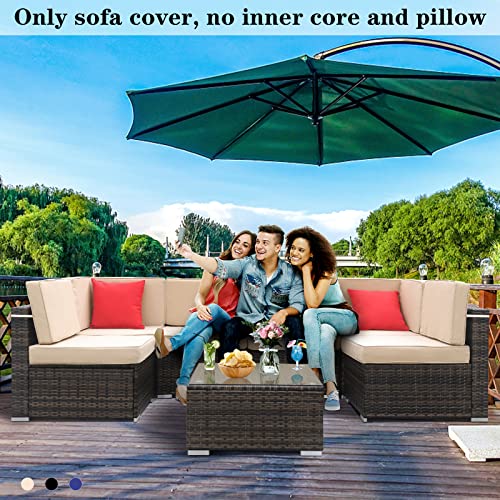 Qaworci Outdoor Cushion Slipcovers, 14Pcs Waterproof Patio Cushion Covers Replacement, Washable Patio Cushion Covers, Cushion Covers For Patio Furniture With Zipper (Beige) #TOP7