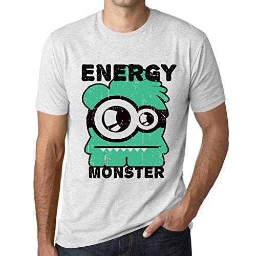 Homme Tee-Shirt Monstre D'Énergie – Energy Monster – T-Shirt Vintage Blanc Chiné 3XL