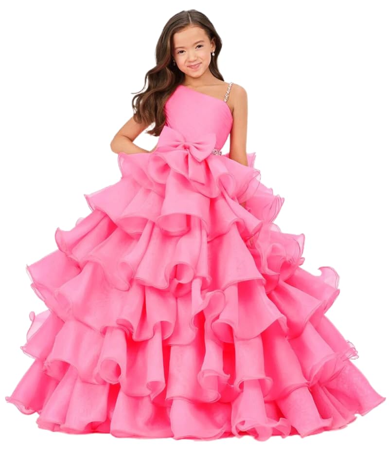 Girls Beaded Miss National Pageant Dresses Ruffled Pleat Rhinestones Kids Children 1st Pageant Dress3