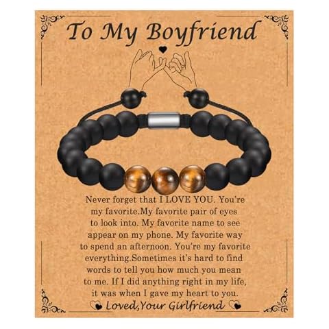 WIKHIA Gifts for Boyfriend,Natural Stone Beaded Bracelet Boyfriend Gifts,Bracelet for Boyfriend Birthday Christmas Anniversary Valentines Gifts for Him Cover