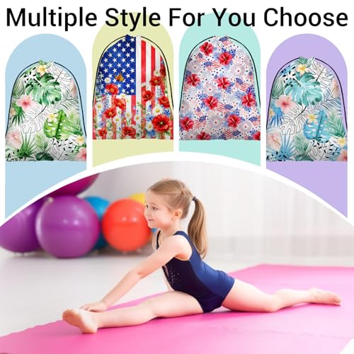 Image of USA Flag Grip Bag Butterfly Floral 4 th of July Drawstring Bag for Gym