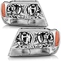 ACANII - For 1999-2004 Jeep Grand Cherokee Chrome Replacement Headlights Headlamps Pair Driver + Passenger Side