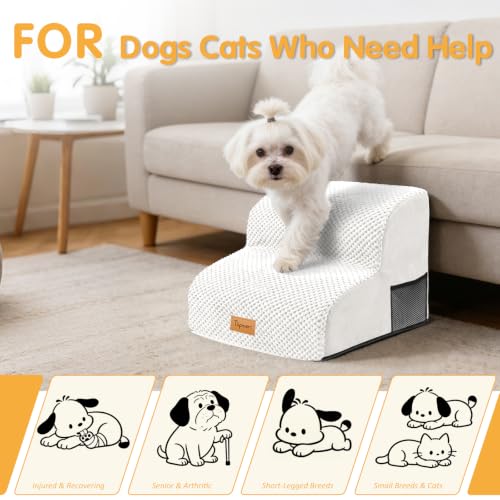 Image of Topmart High Density Foam Pet Steps 2 Tiers,11.8 inch High,Non-Slip Dog Stairs