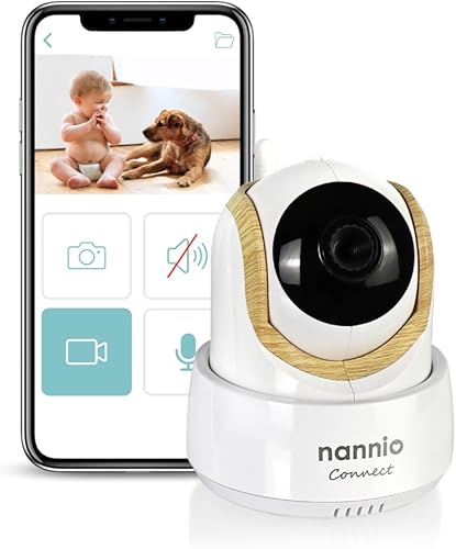 nannio Cámara inteligente para monitor de bebé, acceso remoto Wi-Fi, cámara inteligente HD Pan-Tilt-Zoom para teléfono con audio de 2 vías, visión