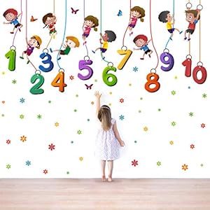 StickMe ‘Kids Playing Climbing Up The – Rope – Numbers – Baby – Kids – Learning Education Nursery Pre School Kinder Garden Wall Sticker ‘ -SM707 (Multi Colour, Vinyl – 160cm X 60 cm )