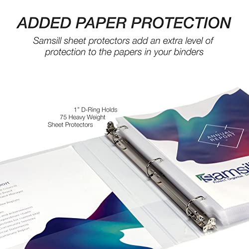 Image of Samsill Durable 1 inch 3 Ring Binder, D Ring Binder, 100% Recycled Chipboard, White, 24 Pack, Bulk
