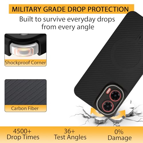 Image of LIRAMARK Rugged Carbon Fibre TPU Armor Silicone Back Cover Case for Moto G35 5G