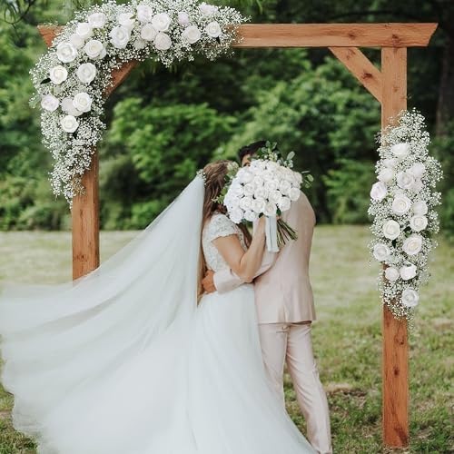 Image of HyeFlora 50 PCS White Roses Artificial Flowers, Fake Roses with Stems Realistic Silk Roses for DIY Wedding Bouquets Tables Centerpieces Arrangements Party Baby Shower Birthday Home Decor Gift for Her