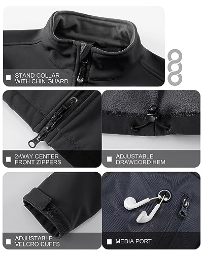33,000ft Men's Softshell Jacket Waterproof Light Work Jacket Stand Collar Hiking Jacket Fleece Lining - Image 4