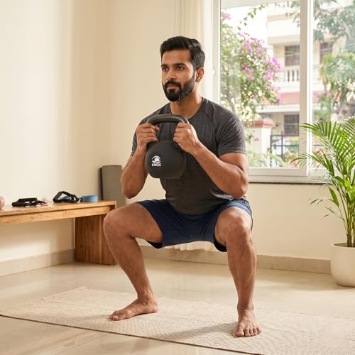 Image of Kakss Half Coating Neoprene Kettlebell (2KG, 4KG, 6KG, 8 KG, 10KG, 12KG, 14 KG, 16KG, 18KG, 20KG, 22KG, 24KG, 26KG, 28 KG, 30KG, 32KG, 34KG, 36KG, 38KG, 40KG)(Proudly Made in India) (BLACK, 36KG)