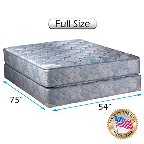 DS USA Chiro Premier 2-Sided Orthopedic (Blue) Full Mattress Set with Metal Bed Frame - Premium Edge Guards, Spine Support, Long Lasting Comfort