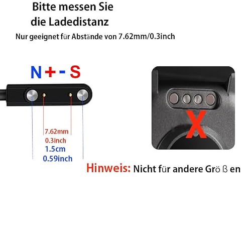 BRAVECOW Magnetyczna ładowarka do smartwatcha, kabel USB, 2/4-biegunowa, magnetyczna ładowarka ssąca, adsorpcja, przewód danych USB do smartwatcha (7,62 mm, 2 piny)